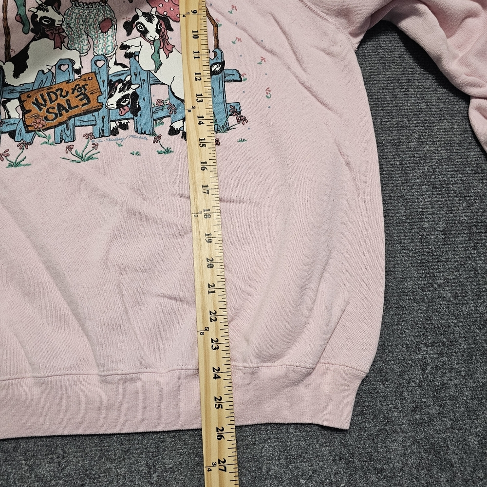 Vintage 90s Hanes Kids For Sale Goat Funny Pink Crewneck Sweater XL USA Made - Picture 15 of 16